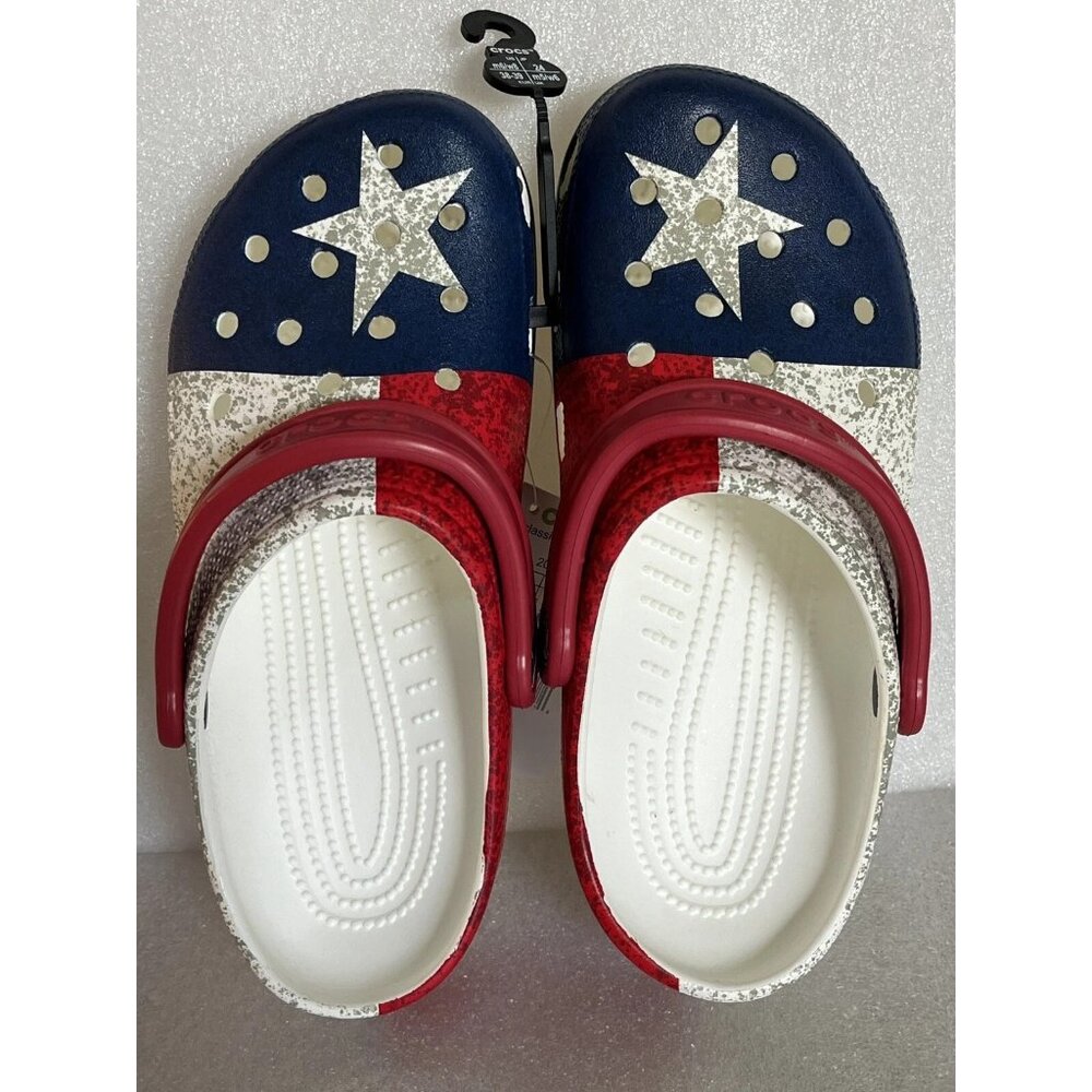Crocs Classic TEXAS FLAG USA Colors Unisex CLOGS Size Mens 7 Womens 9 Patriotic - Picture 1 of 5